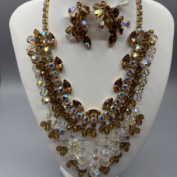 Verified D&E Juliana Topaz, Crystal and Aurora Borealis Necklace and Earrings - Picture 6 of 12